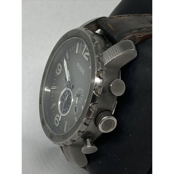 Fossil Nate JR1437 Men's Brown Leather Analog Gray Dial Quartz Watch DV184 - Picture 4 of 12